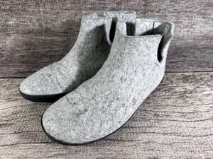 Glerups The Boot Gray Wool With Camp Sole Slipper - US Size 13